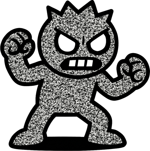 Ruido blanco personificado como un enemigo.
In-Game asset.  2d.  High contrast.  No shadows