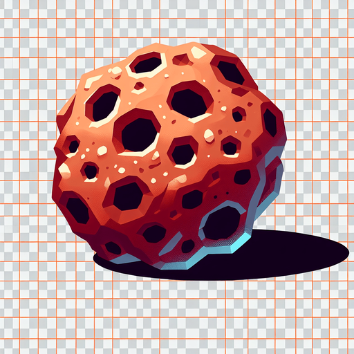 A Asteroiden.
Single Game Texture.  In-Game asset.  2d.  Blank background.  High contrast.  No shadows