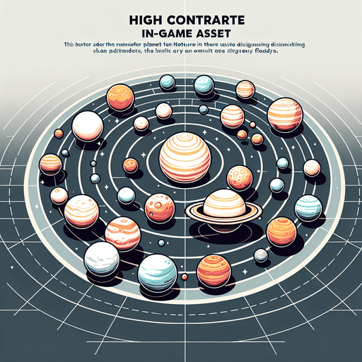 Solar system.
Single Game Texture.  In-Game asset.  2d.  Blank background.  High contrast.  No shadows