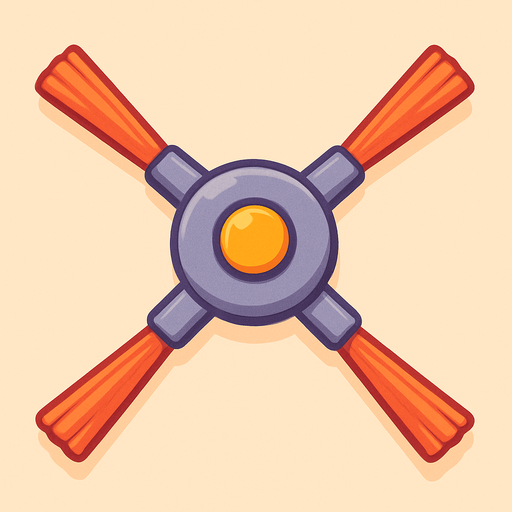 A robot vacuum brush straight above. Cute soft graphics. soft ambient light. semi-matte to satin surfaces. naturalistic with slight saturation boost colors. 
In-Game asset.  2d.  High contrast.  No shadows. top down.
In-Game asset.  2d.  High contrast.  No shadows.
In-Game asset.  2d.  High contrast.  No shadows