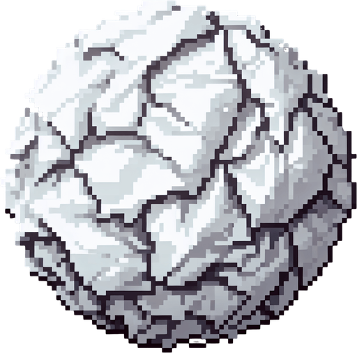 round crumpled ball of paper. Single Game Texture. In-Game asset. 2d. Blank background. High contrast. no shadow. pixel. 8 bit