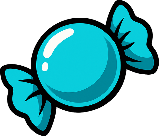 Cyan candy.
In-Game asset.  2d.  High contrast.  No shadows