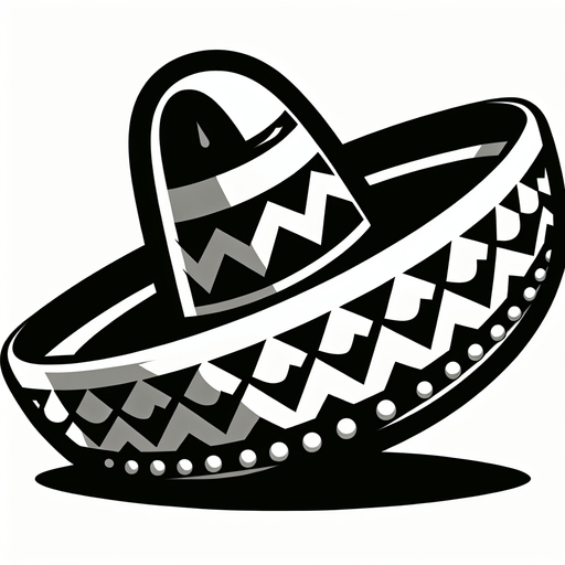 A sombrero. Side profile. Cartoon..
Single Game Texture.  In-Game asset.  2d.  Blank background.  High contrast.  No shadows