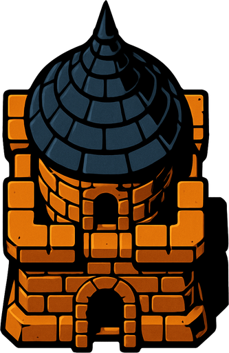 build a tower from a bird's eye view.
In-Game asset.  2d.  High contrast.  No shadows