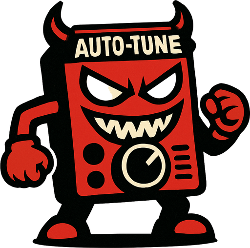 Autotune malicioso personificado como enemigo.
In-Game asset.  2d.  High contrast.  No shadows