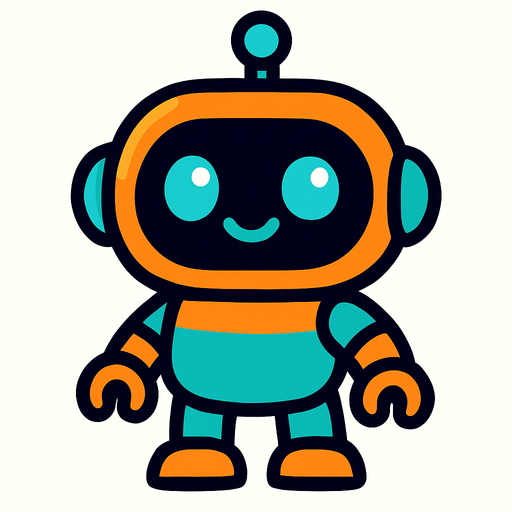 cute robot.
In-Game asset.  2d.  High contrast.  No shadows