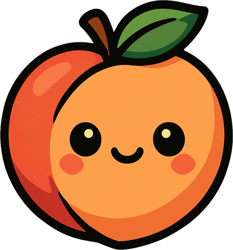 Peach with cute face.
In-Game asset.  2d.  High contrast.  No shadows