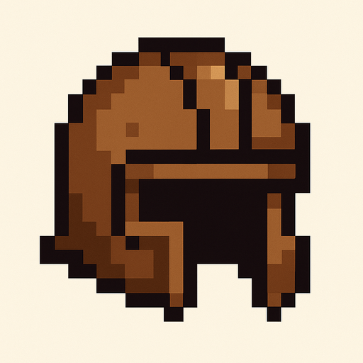 pixel brown game helmet.
In-Game asset.  2d.  High contrast.  No shadows