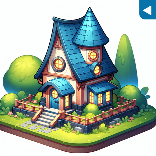 round house planet, cartoon Single Game Texture. In-Game asset. 2d. Blank background. High contrast. No shadows. Single Game Texture. In-Game asset. 2d. Blank background. High contrast. No shadows.