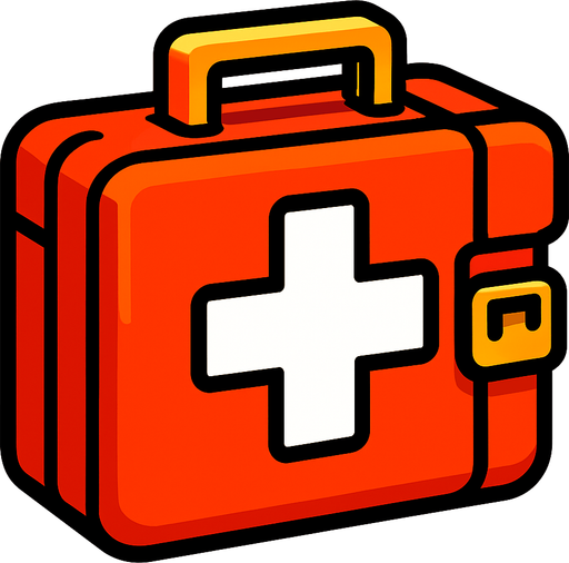 first aid kit.
In-Game asset.  2d.  High contrast.  No shadows