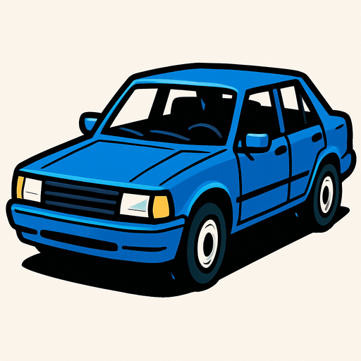 Mavi Bir araba.
In-Game asset.  2d.  High contrast.  No shadows