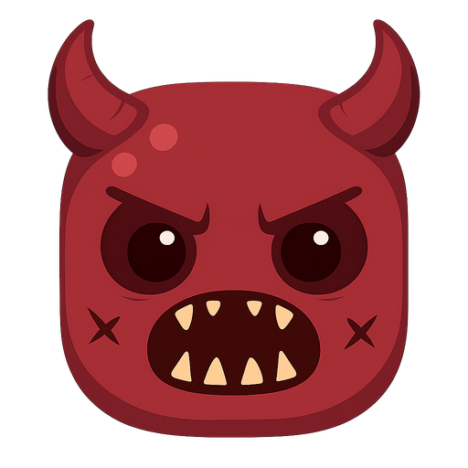 Bunun hiç birşey ni değiştirme sadece rengini koyu kırmızı ve açık kırmızı.gözlerinin bebeklerini büyült ve kafasına şeytan boynuzlari koy ve arkaplanı olmasın