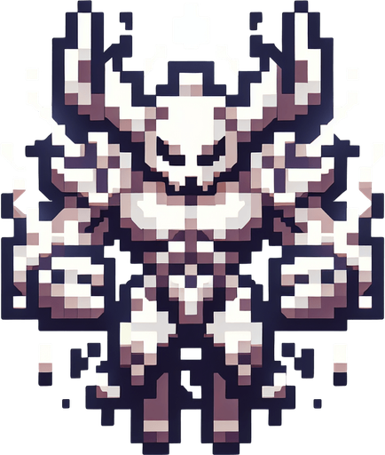 8-bit. cartoon. front view. flying final boss. white. Single Game Texture. In-Game asset. 2d. Blank background. High contrast. No shadows.