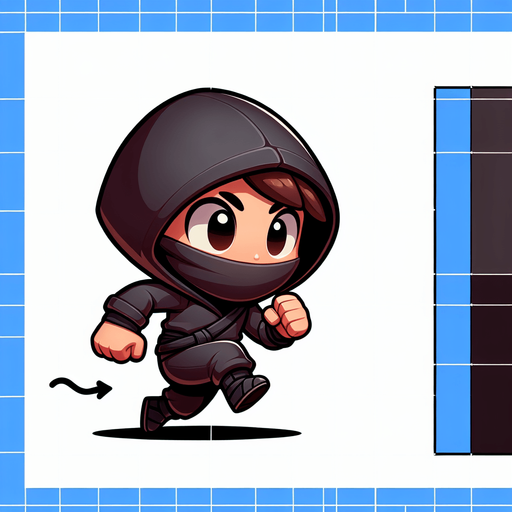 A ninja kid thief, full body, with a dark colored hoodie.
Single Game Texture. In-Game asset. 2d. Blank background. High contrast. No shadows.