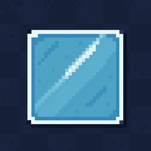 Make a 2D top down pixelated flat image of glass.
In-Game asset.  2d.  High contrast.  No shadows