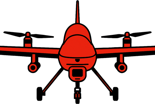 Overwiev of unmanned aircraft coming to us.
2d.  High contrast.  No shadows