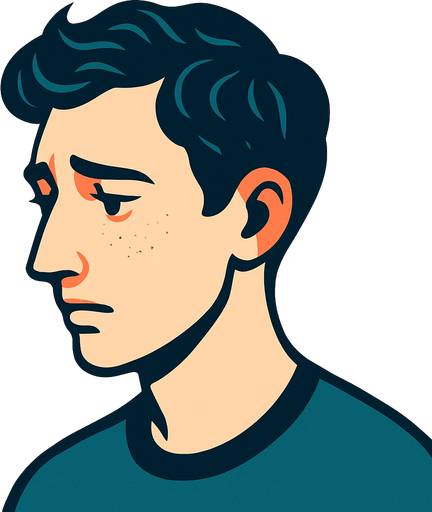 profile photo of a sensitive man.
In-Game asset.  2d.  High contrast.  No shadows