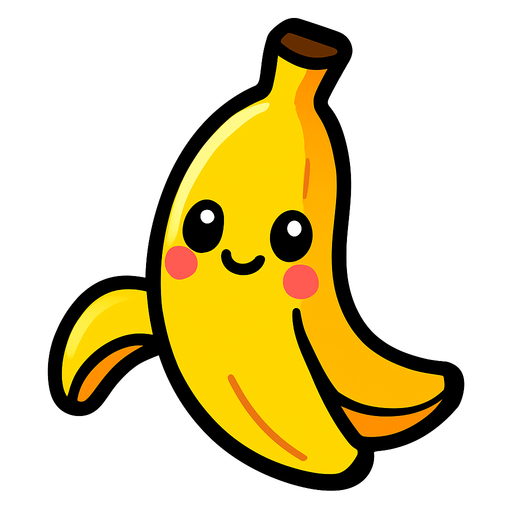 Banana cute.
In-Game asset.  2d.  High contrast.  No shadows