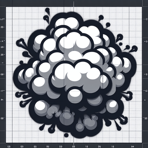 Cloud puff explosion, grayscale, seen from topdown. Circular.
Single Game Texture. In-Game asset. 2d. Blank background. High contrast. No shadows.