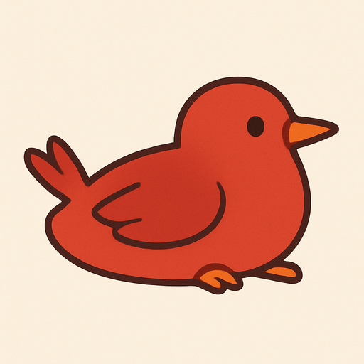 Crea un pajaro caway en 2d viendo a la derecha de color rojo acostado que con se vean las patas.
In-Game asset.  No shadows