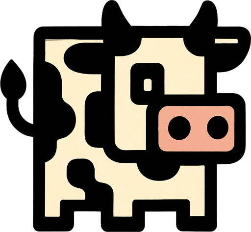 cow but square.
In-Game asset.  2d.  High contrast.  No shadows