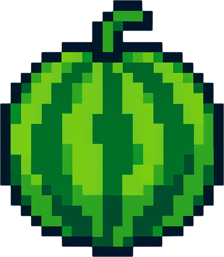 make pixel art 2d watermelon.
In-Game asset.  2d.  High contrast.  No shadows
