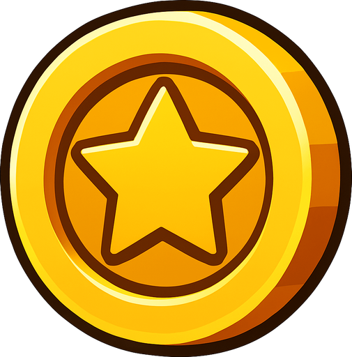 A coin in like subway surfers game with no back ground.
In-Game asset.  2d.  High contrast.  No shadows