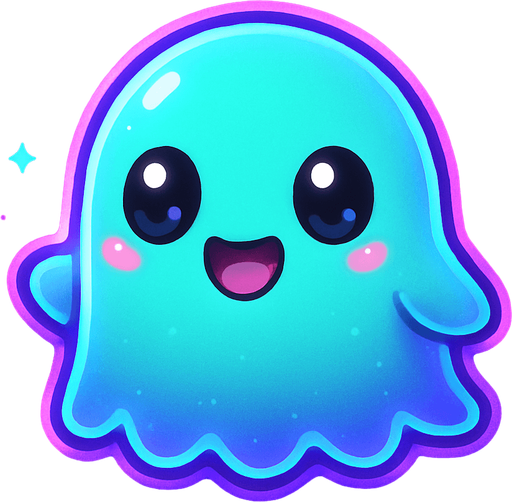 Kawaii neon ghost spirit creature style of Pokémon