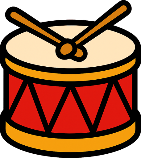 tambor basico.
In-Game asset.  2d.  High contrast.  No shadows