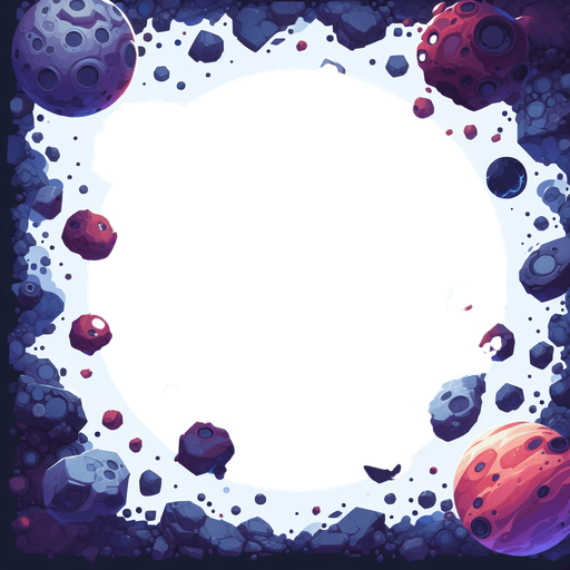 Space rocks.
Single Game Texture. In-Game asset. 2d. Blank background. High contrast. No shadows.