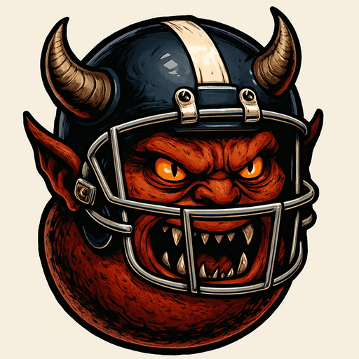 un demonio bola con un casco de jugador de futbol americano ultra realista.
In-Game asset.  2d.  High contrast.  No shadows