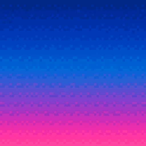 Creame un cielo pixelar hermoso, sin sol ni nubes, ni montañas, nia rboles.
In-Game asset.  2d.  High contrast.  No shadows