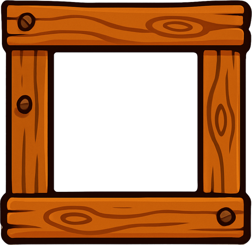 rectangular frame, without text, wooden color palette with good concept.
In-Game asset.  2d.  High contrast.  No shadows