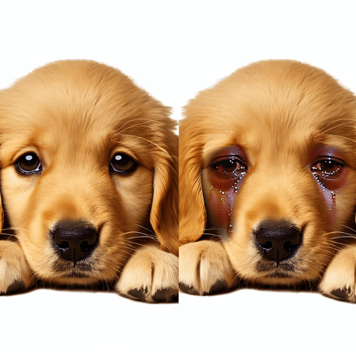 a sad crying golden retriever puppy. lying down. face on front paws. looking at viewer..
Single Game Texture. In-Game asset. 2d. Blank background. High contrast. No shadows.