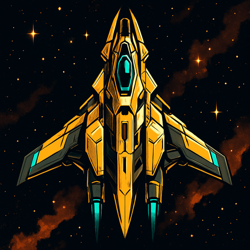 Fancy spaceship image.
In-Game asset.  2d.  High contrast