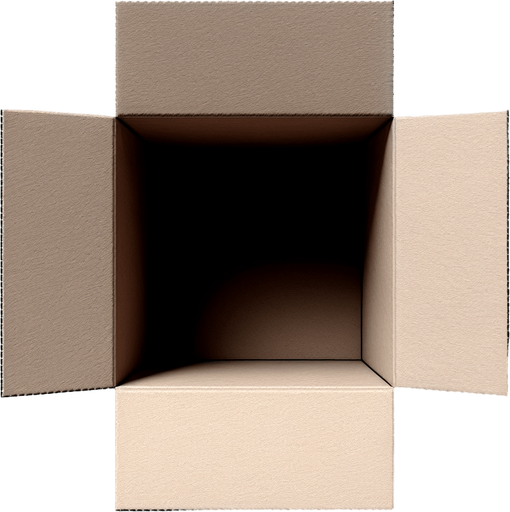 Paper box with black interior bottom view.
Single Game Texture. In-Game asset. 2d. Blank background. High contrast. No shadows.