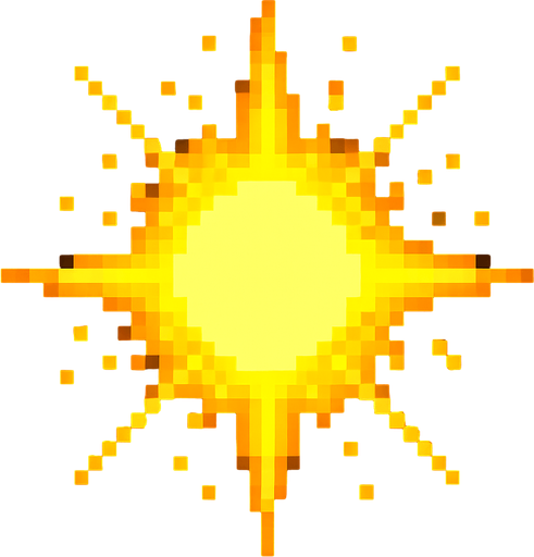 Una luz fuerte de color amarillo, en 32 bits.
In-Game asset.  2d.  High contrast.  No shadows
