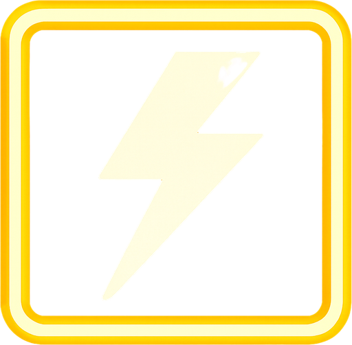 white lightning but in a yellow neon frame.
In-Game asset.  2d.  High contrast.  No shadows