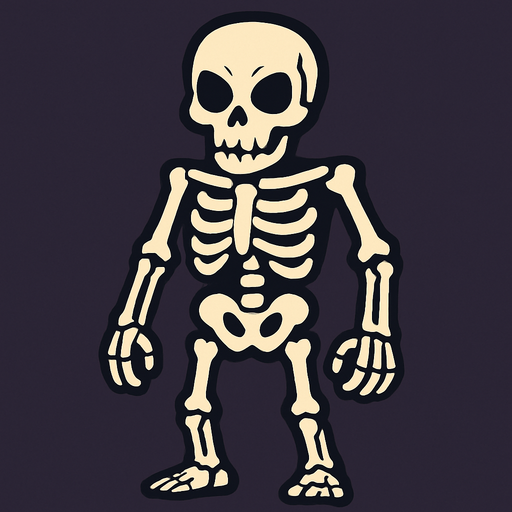 skeleton man.
In-Game asset.  2d.  High contrast.  No shadows