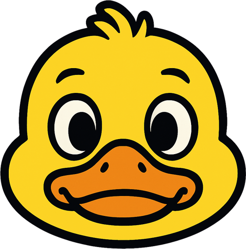 yellow cartoon baby duck face.
In-Game asset.  2d.  High contrast.  No shadows
