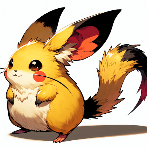 pikachu.
Single Game Texture. In-Game asset. 2d. Blank background. High contrast. No shadows.