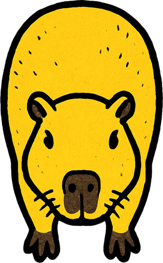 yellow capybara top view.
In-Game asset.  2d.  High contrast.  No shadows