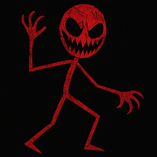 scary stickman.
In-Game asset.  2d.  High contrast.  No shadows