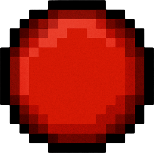 pixel art circle red.
In-Game asset.  2d.  High contrast.  No shadows