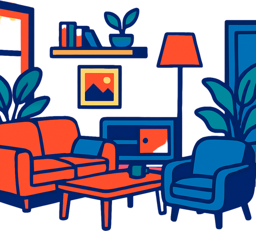 Fond d'écran appartement.
In-Game asset.  2d.  High contrast.  No shadows