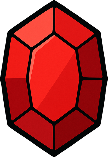 red gem.
In-Game asset.  2d.  High contrast.  No shadows
