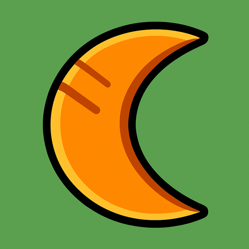 Survivor.io style 2D half-moon orange boomerang made by HABBY PTE. LTD.
In-Game asset.  2d.  High contrast.  No shadows
