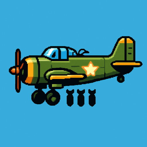 2d side scroller classic air plane bomber ww2.
In-Game asset.  2d.  High contrast.  No shadows