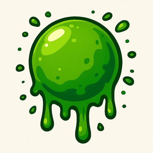 Yesil top halinde tukuruk.
In-Game asset.  2d.  High contrast.  No shadows