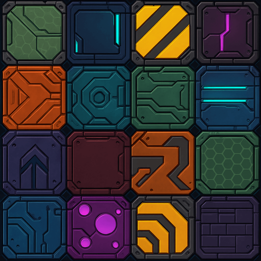 Futuer complicated floors. Different colors. HD colors.
In-Game asset.  2d.  High contrast.  No shadows